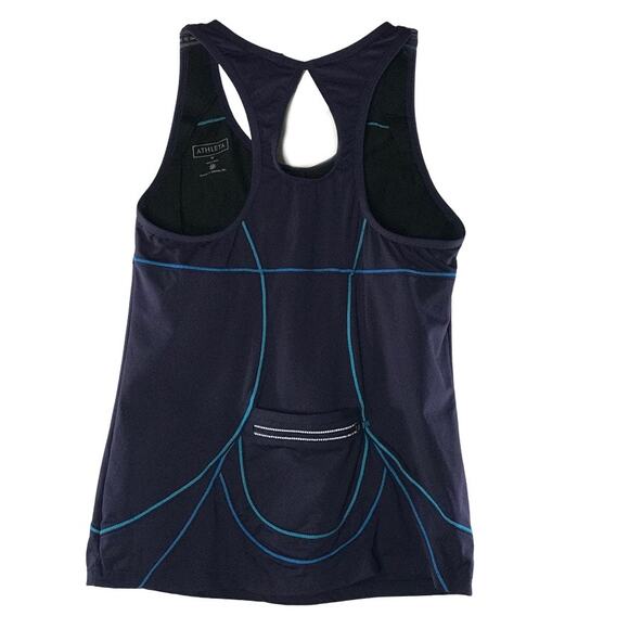 Athleta Energy Keyhole Racerback Zip Pocket Tank Purple Blue Medium - Picture 4 of 8